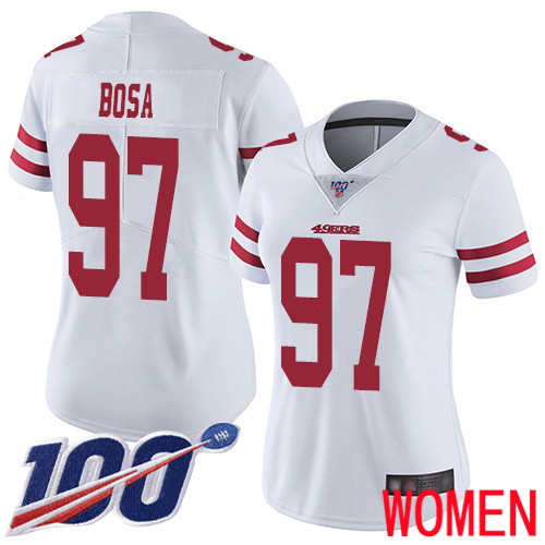 San Francisco 49ers Limited White Women Nick Bosa Road NFL Jersey 97 100th Season Vapor Untouchable